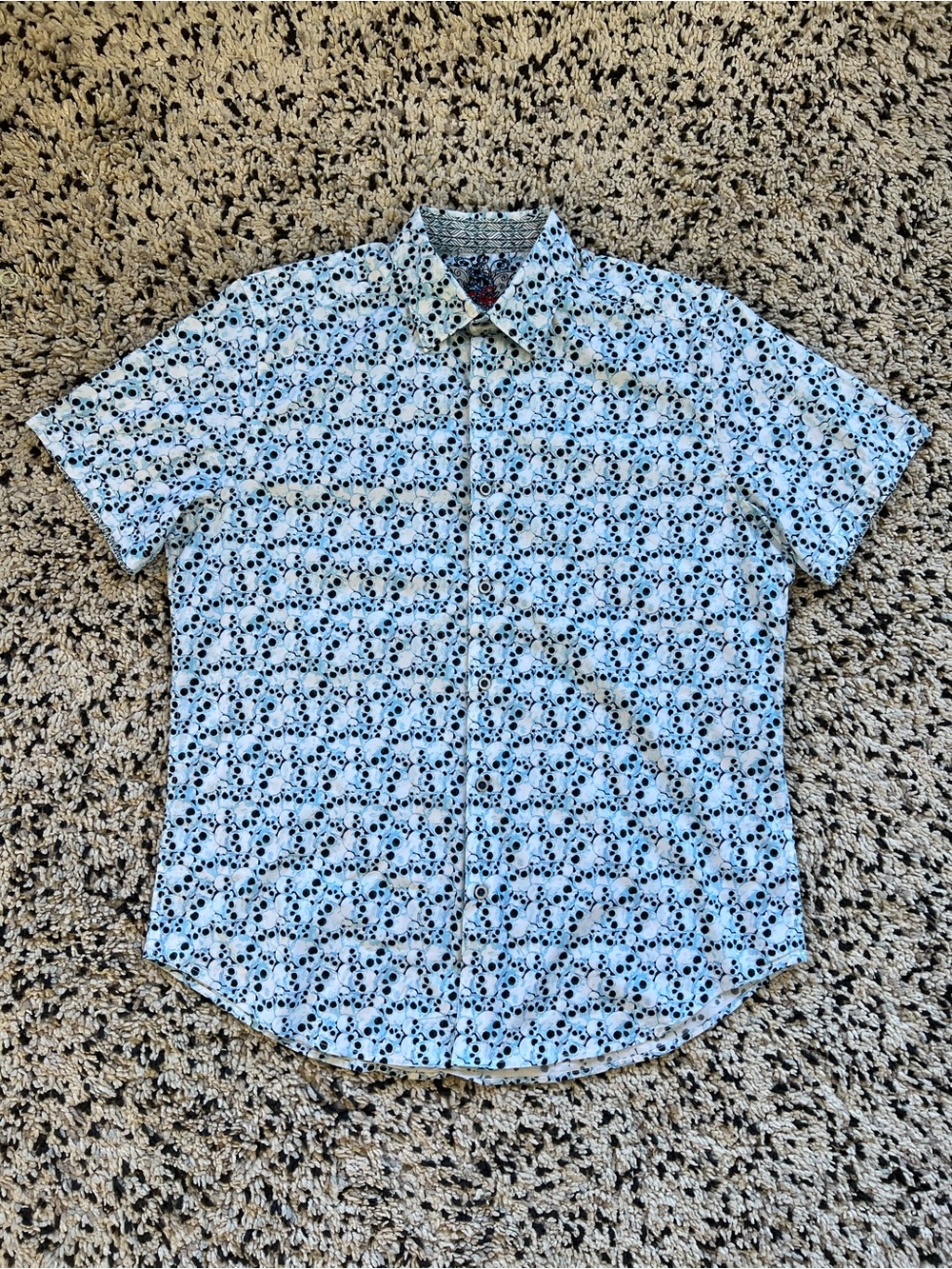 Robert Graham Tetonia Skull Print Shirt Short Sleeve Button Down Men’s Large